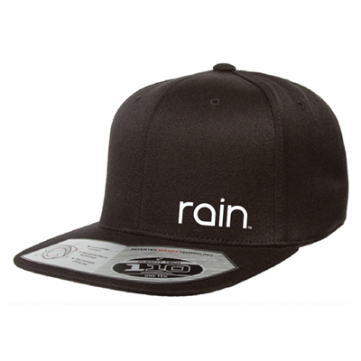 Rain Logo...Black Flat Bill Snapback Hat