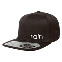 Rain Logo...Black Flat Bill Snapback Hat
