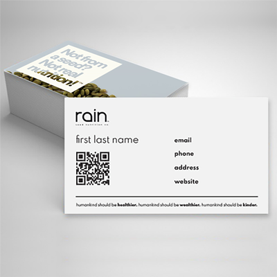 Rain healthier. wealthier. kinder. Business Card Design